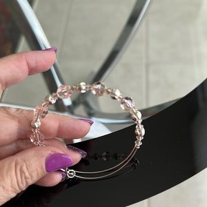 Pink and silver bangle bracelet